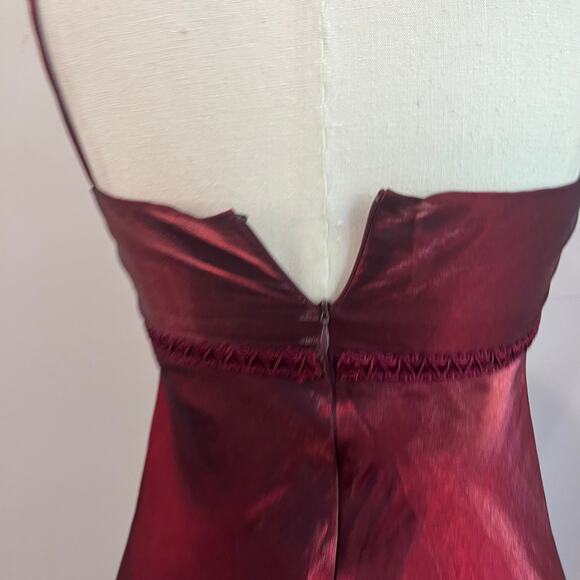 Vintage Y2K 90s Goth Vampire Milkmaid Dark Red Burgundy Prom Dress Sz 4 - Picture 6 of 9